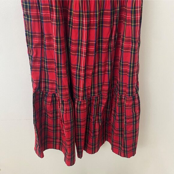 NWT J. Crew Red Tartan Plaid Tiered Ruffle Midi Dress - Picture 3 of 10